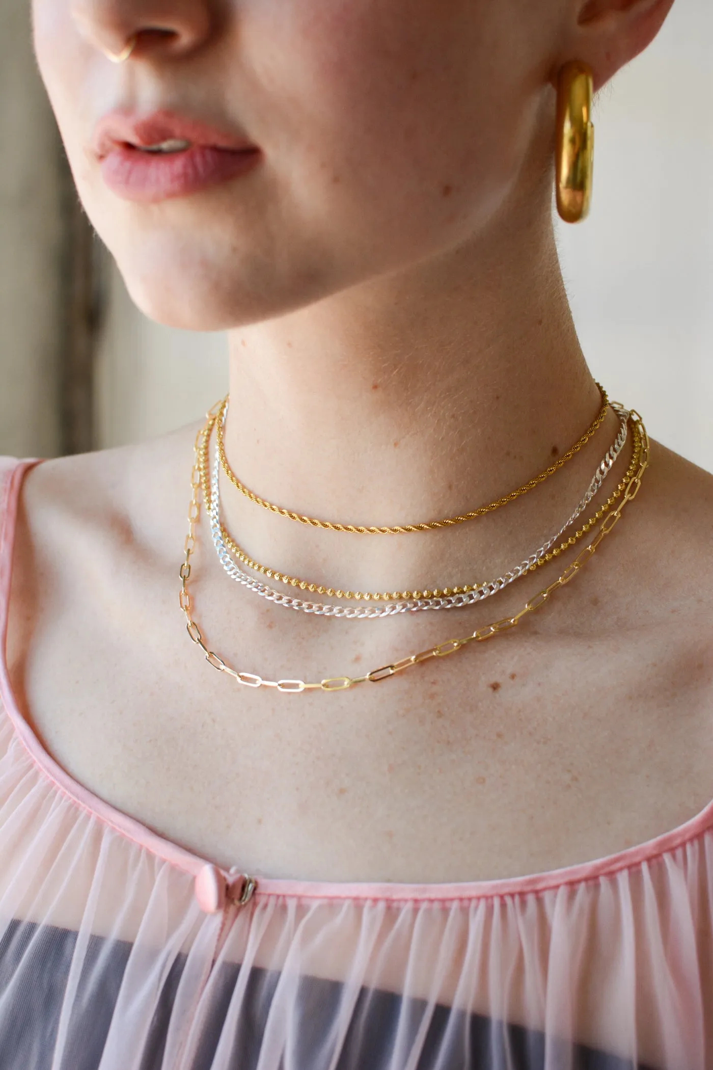 14K Gold Plated Sterling Moon Cut Chain ~ 16"