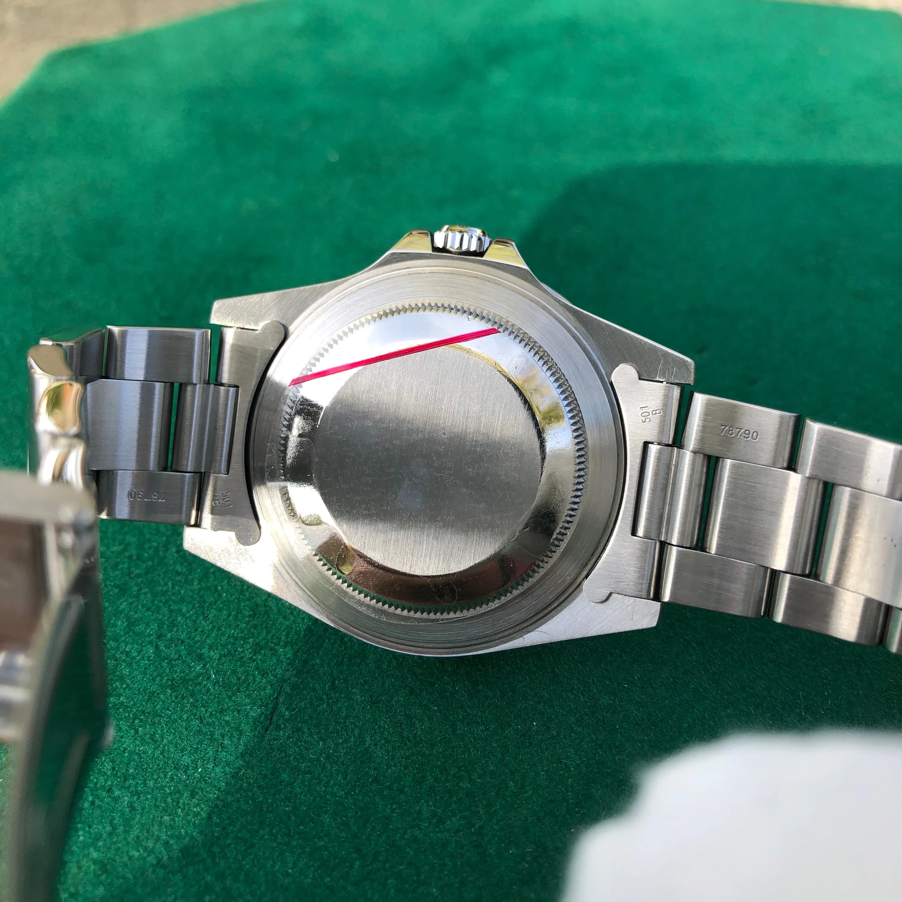 1999 Rolex GMT Master II 16710 Stainless Steel Coke A Serial Wristwatch Box Papers