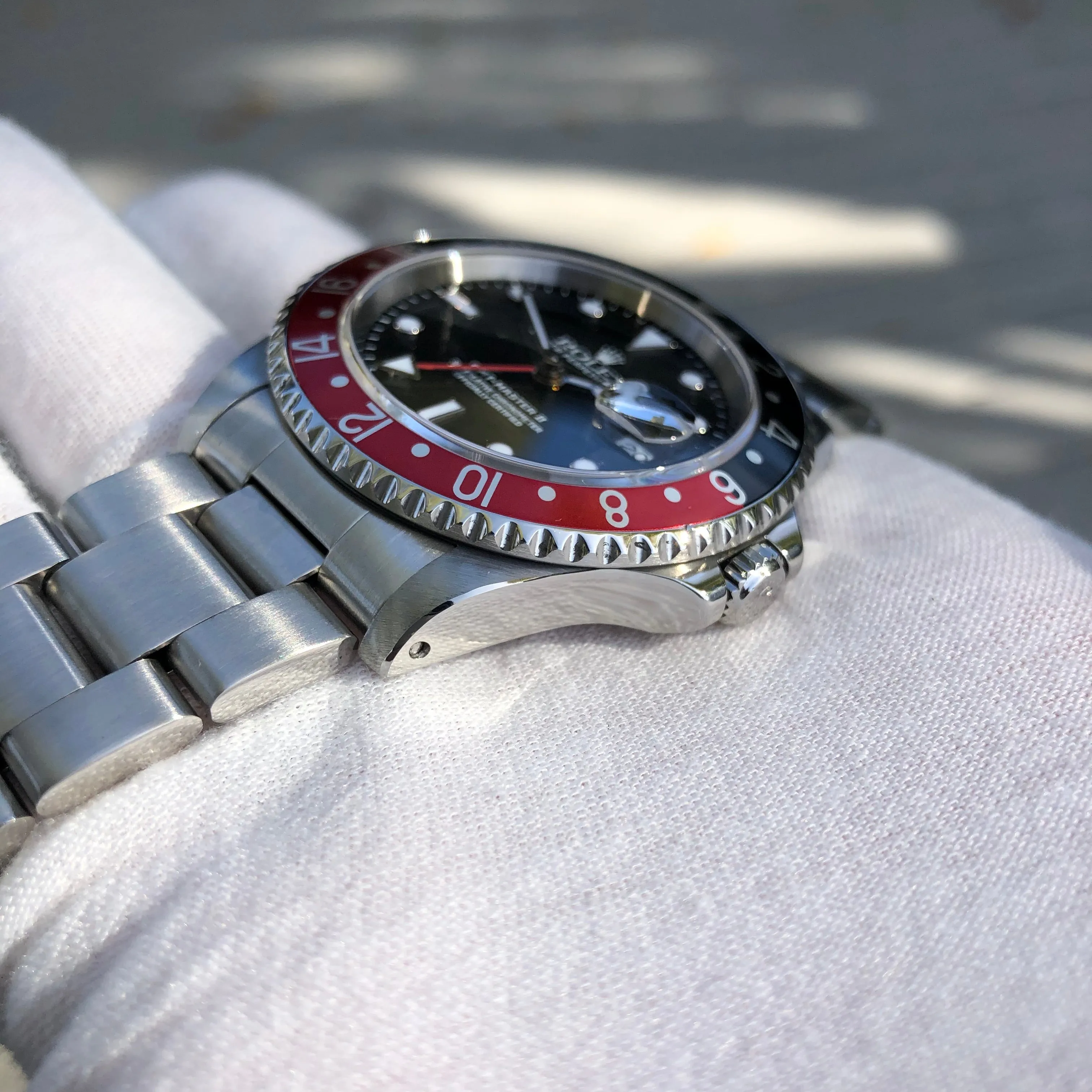 1999 Rolex GMT Master II 16710 Stainless Steel Coke A Serial Wristwatch Box Papers