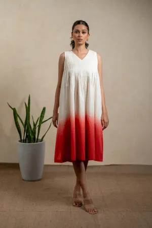 Aabha Red Tie-Dye Cotton Dress | Ray-ethnic