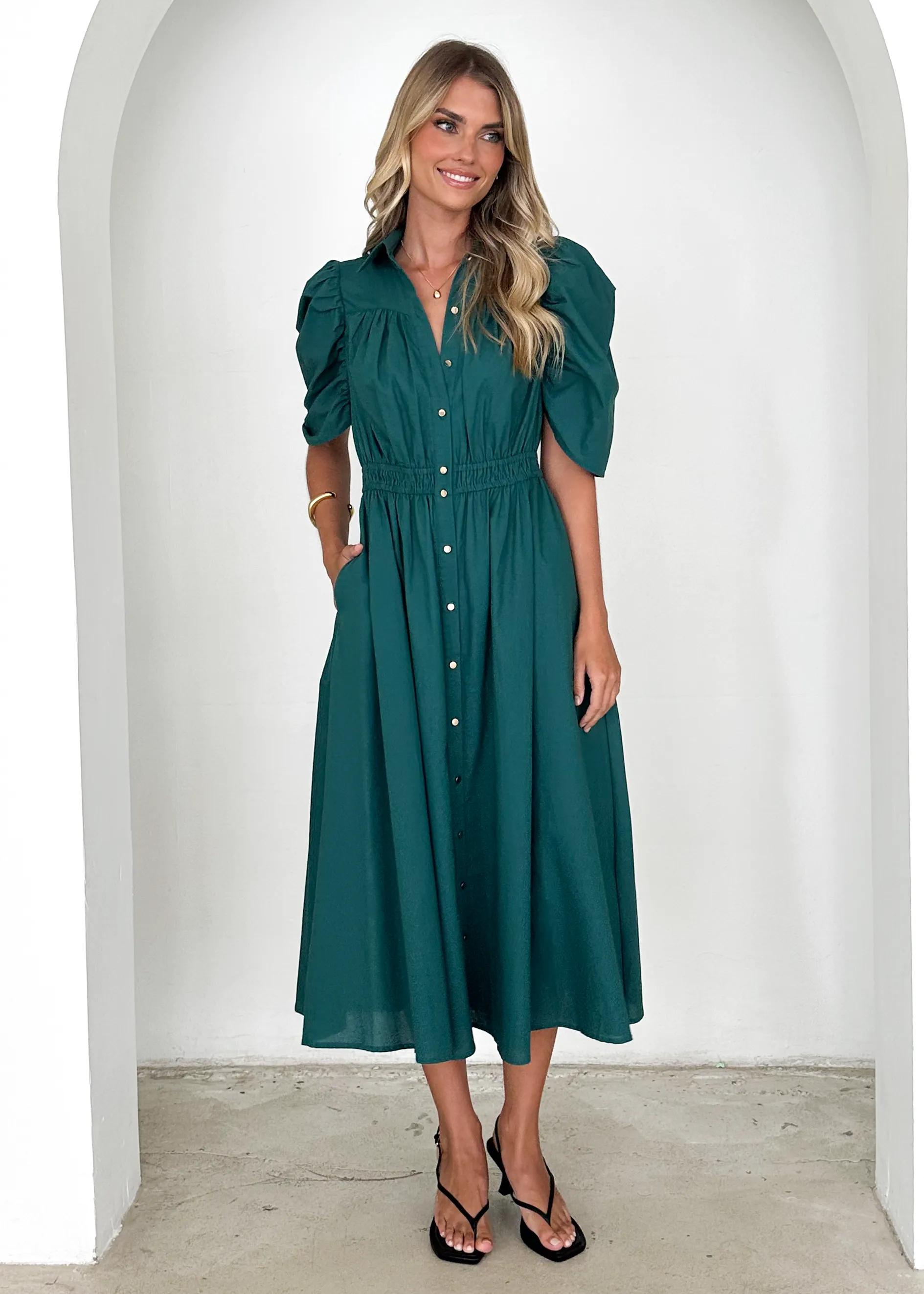 Ariana Midi Dress - Emerald
