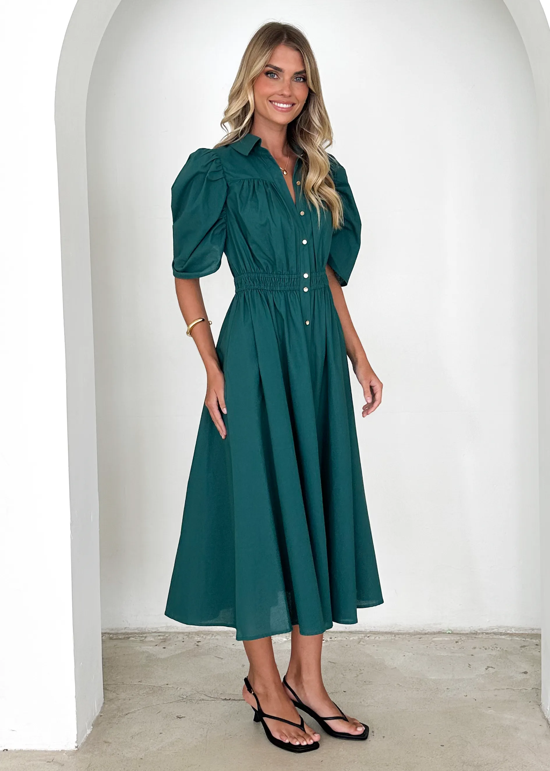 Ariana Midi Dress - Emerald