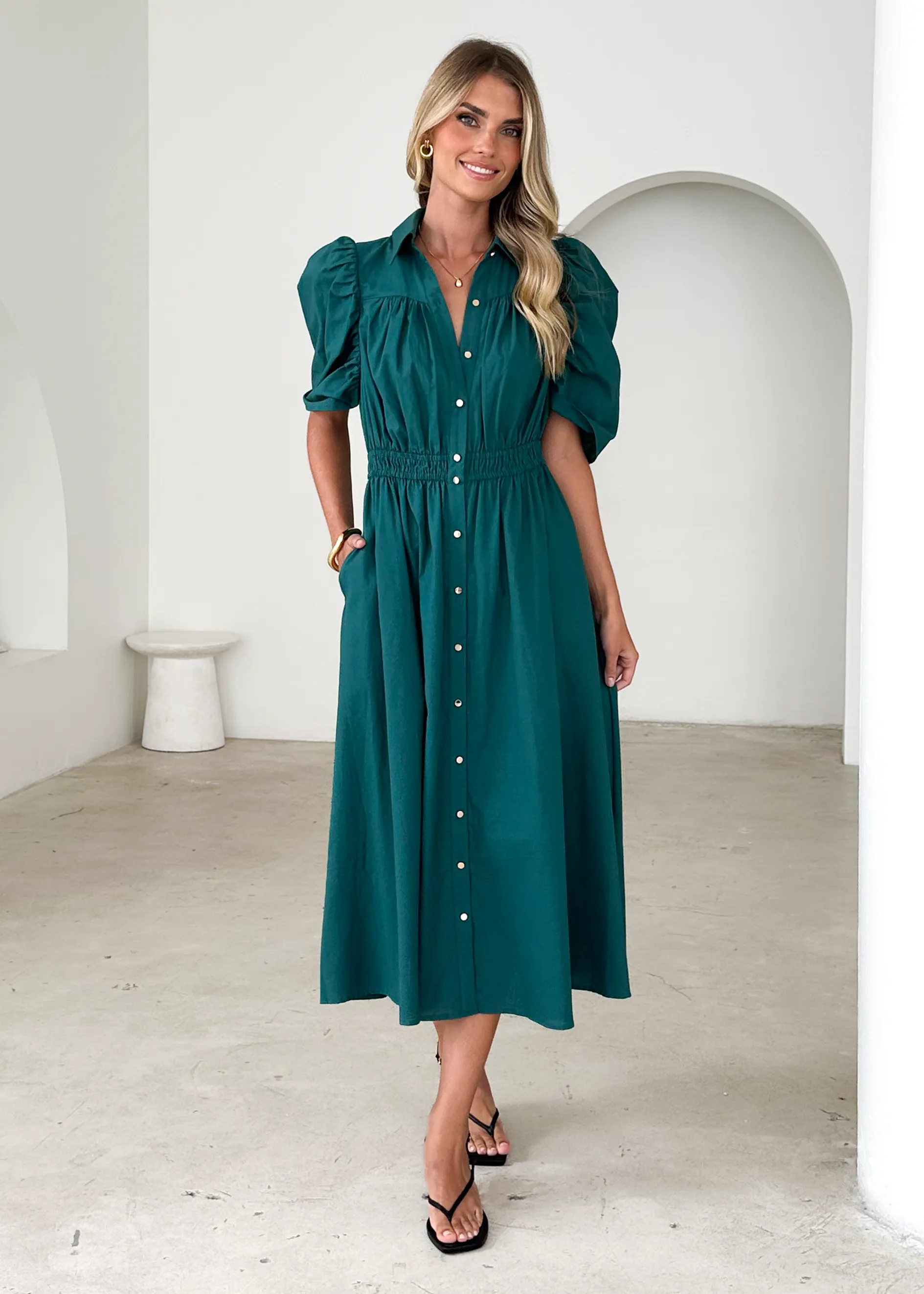 Ariana Midi Dress - Emerald
