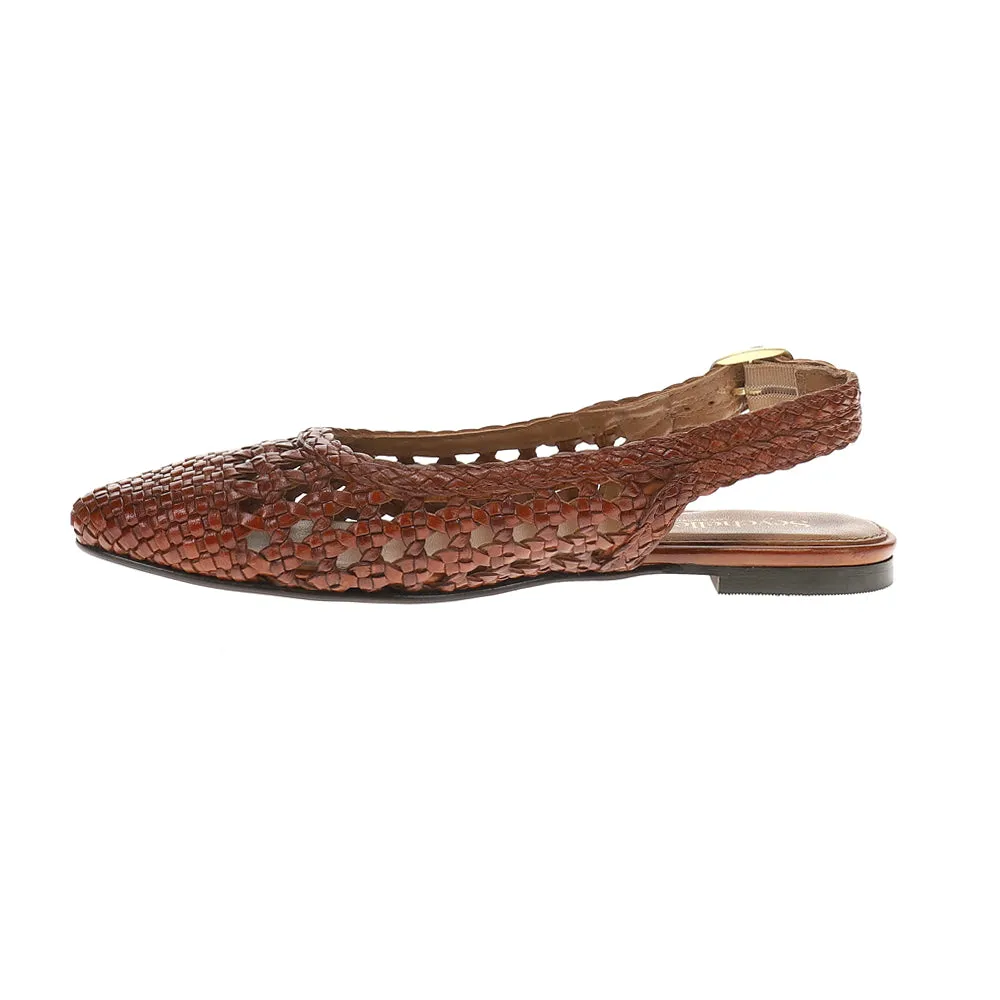 Avalon Woven Leather Slingback Flats
