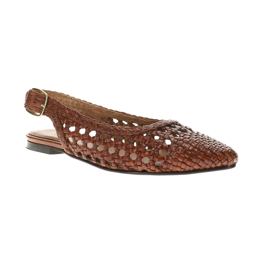 Avalon Woven Leather Slingback Flats