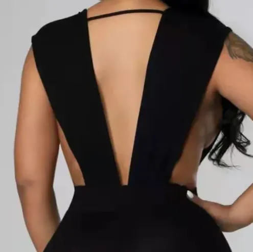 Azura Sleeveless Plunge Open Back Bodycon Jumpsuit