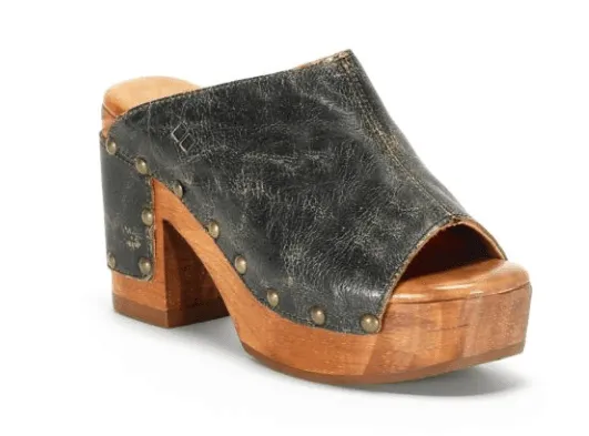 Bed Stu Women's Deva Black Lux Leather Platform Heel Sandals F399054-BKLX