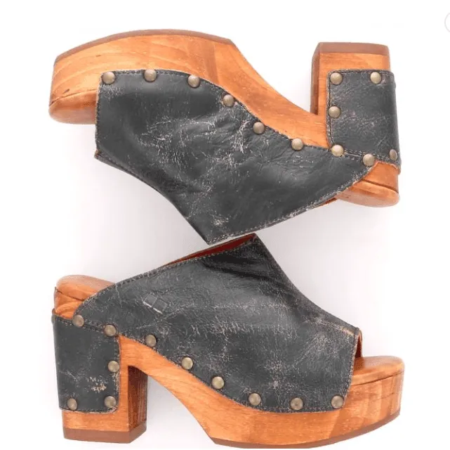 Bed Stu Women's Deva Black Lux Leather Platform Heel Sandals F399054-BKLX