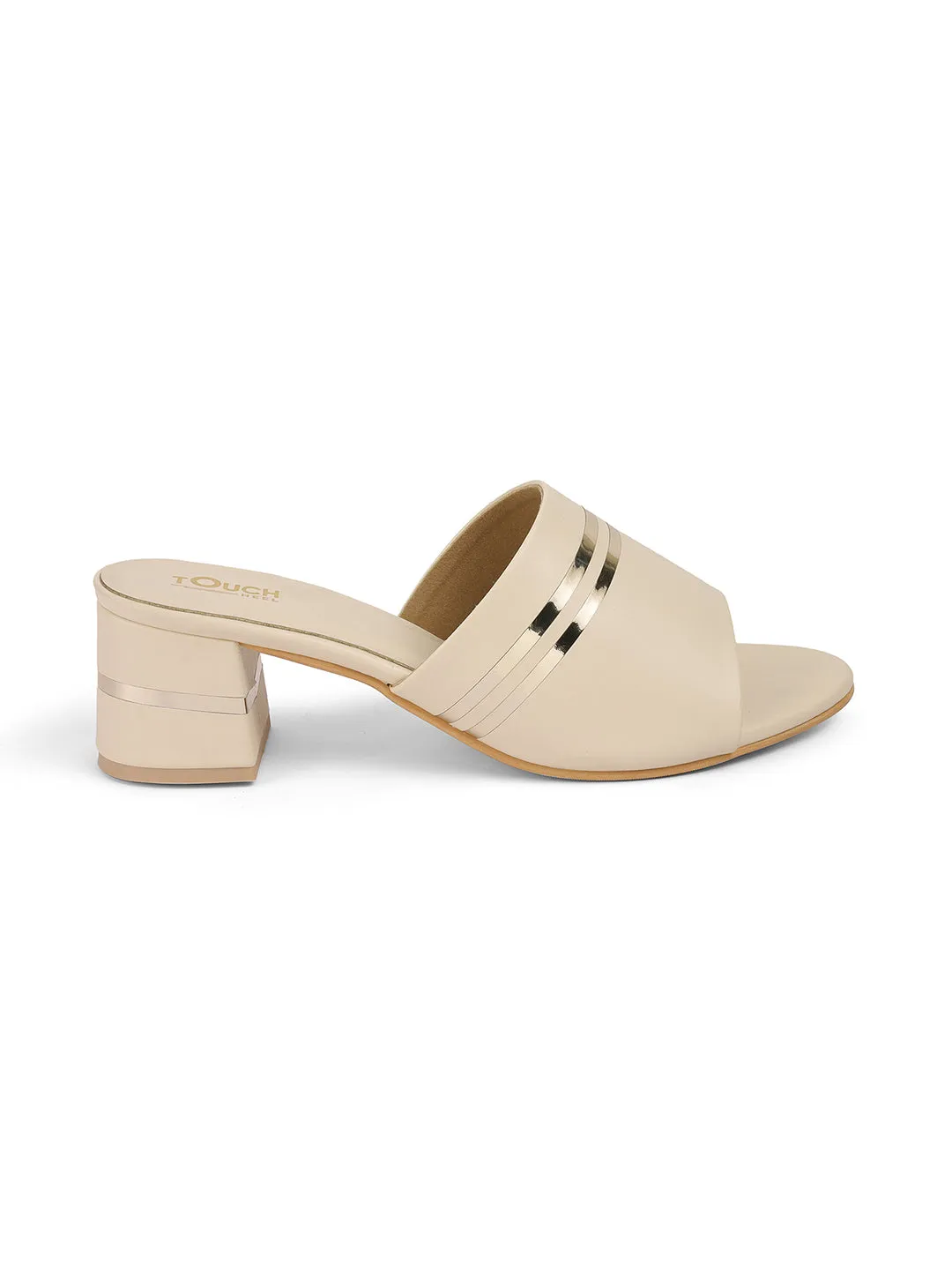 Beige Women Block Heel Fashion Slip-on