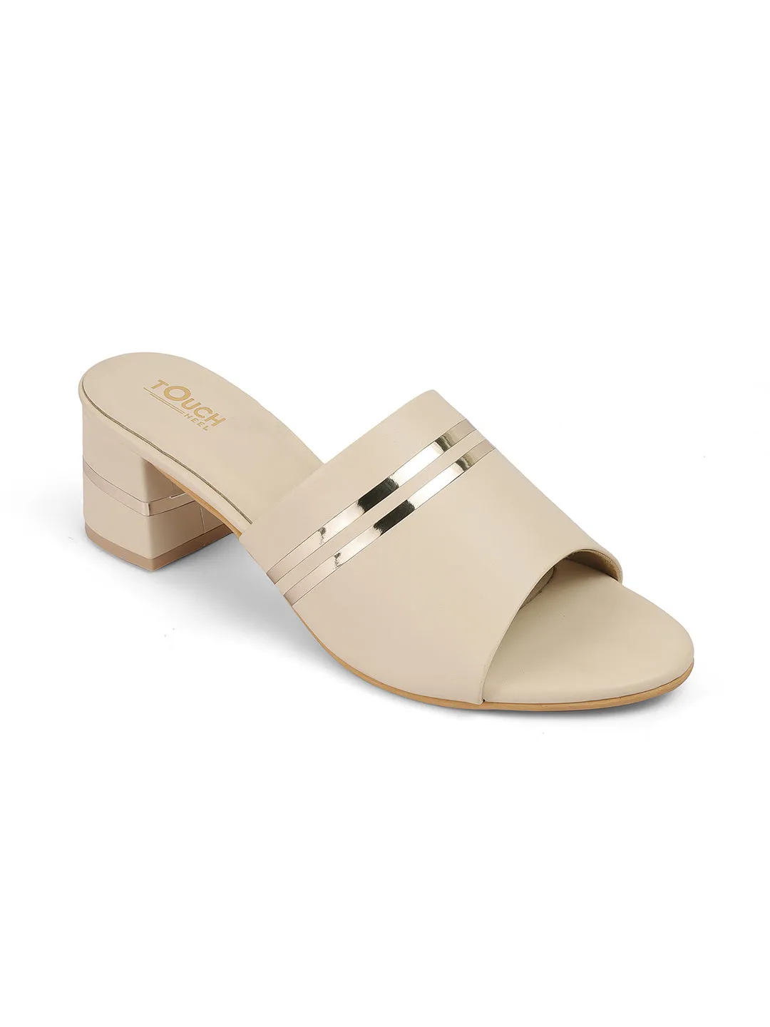 Beige Women Block Heel Fashion Slip-on
