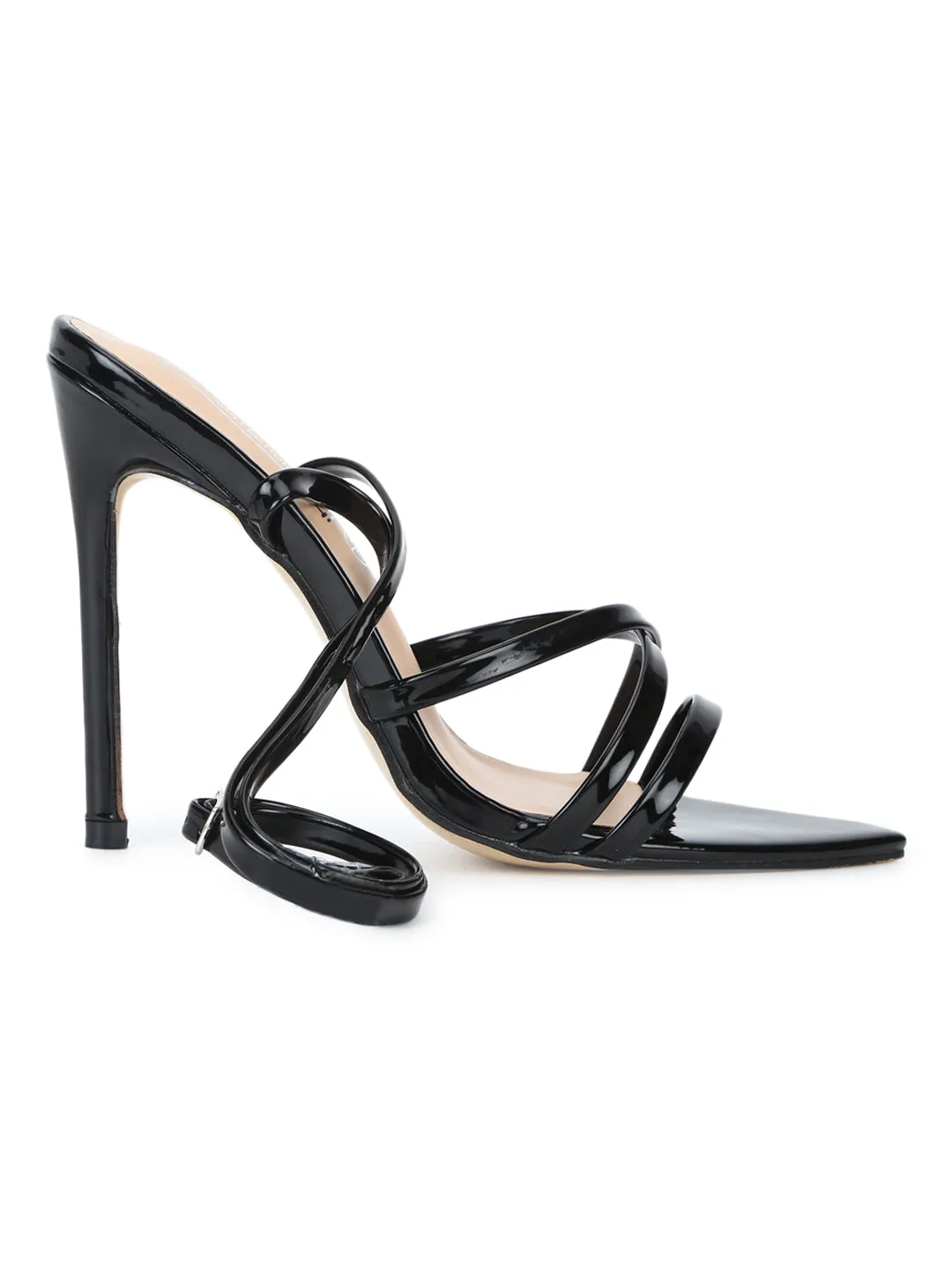 Black Patent Wraparound Stiletto Heels