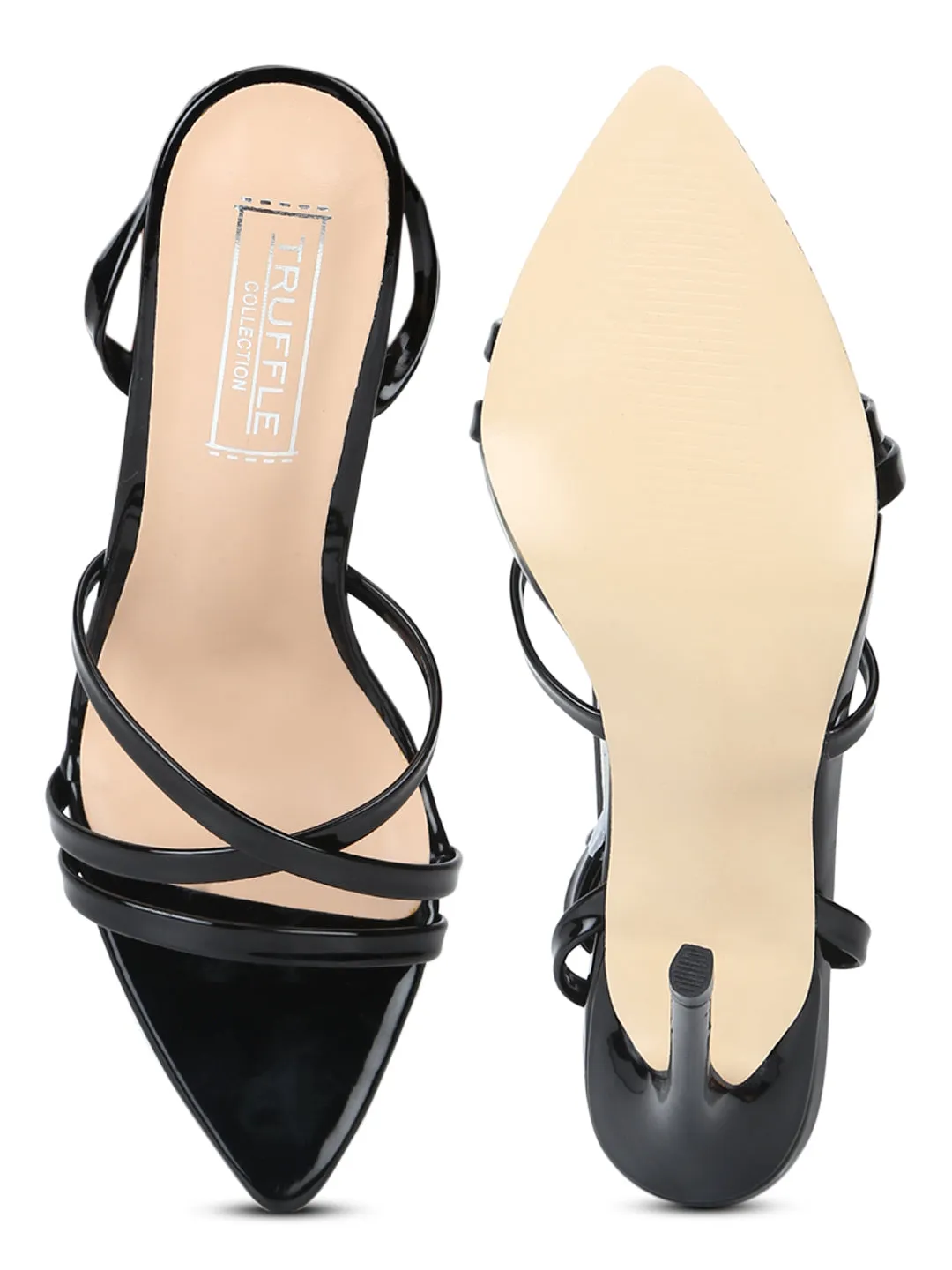 Black Patent Wraparound Stiletto Heels