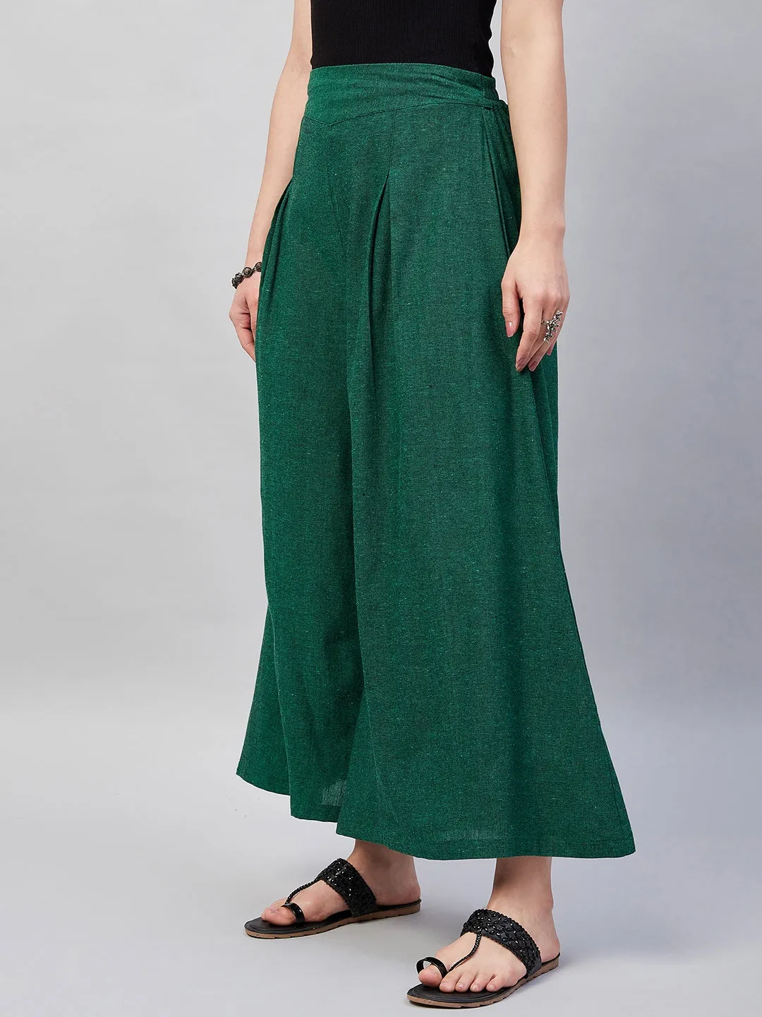 Bottle Green Handloom Palazzo