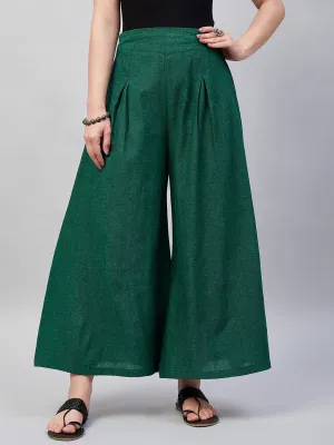 Bottle Green Handloom Palazzo