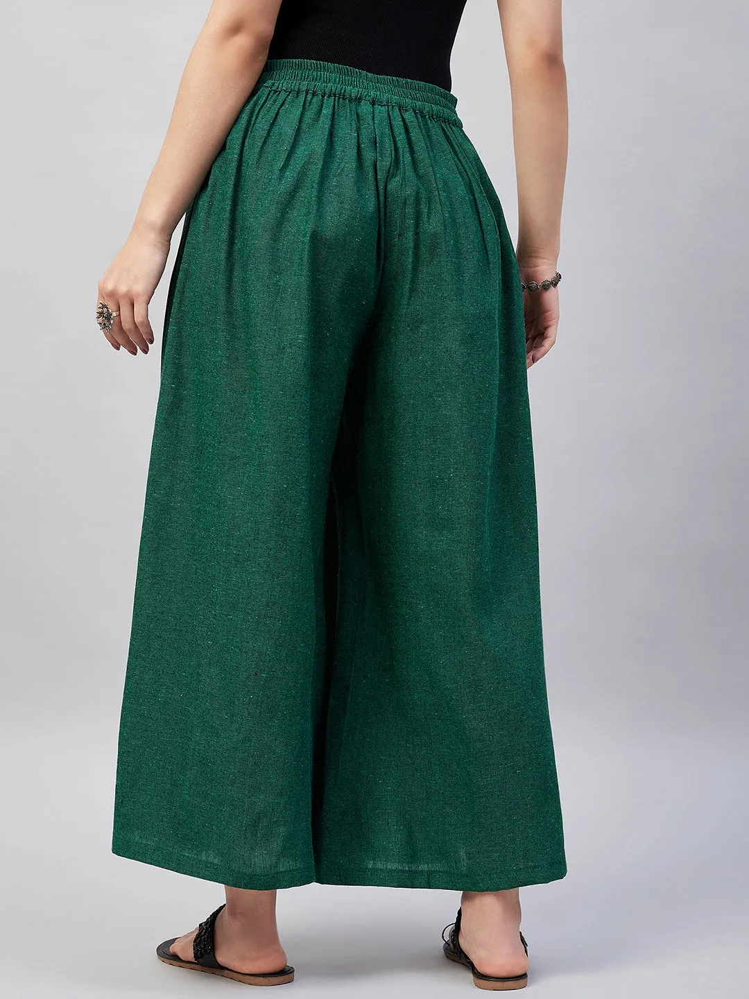 Bottle Green Handloom Palazzo