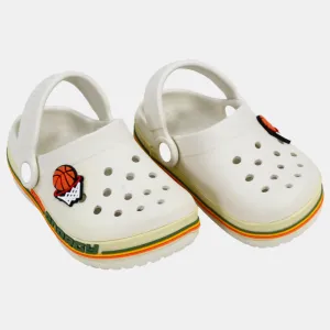 Boys Rubber Clogs – Off-white with Basketball Design