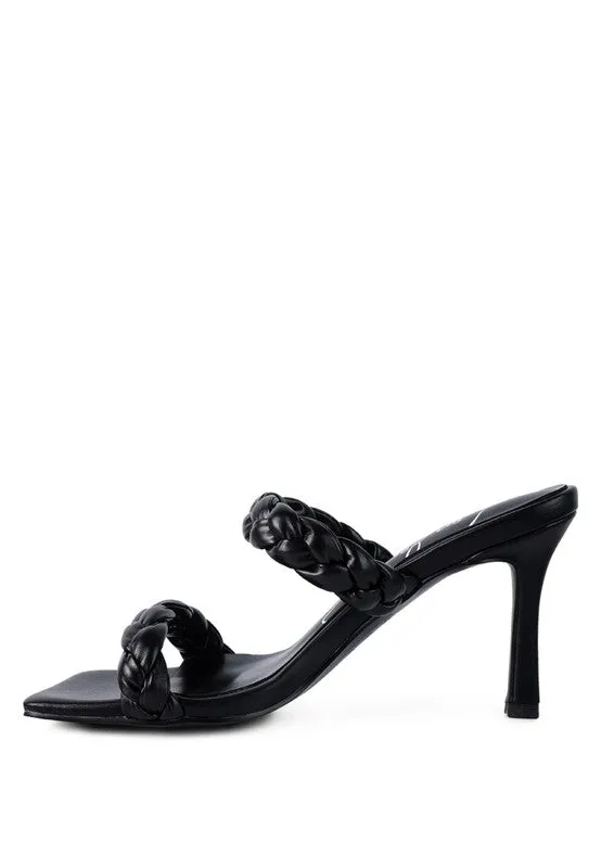 Braided Strap Mid Heel Sandal