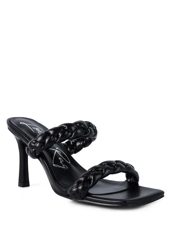 Braided Strap Mid Heel Sandal