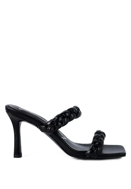 Braided Strap Mid Heel Sandal