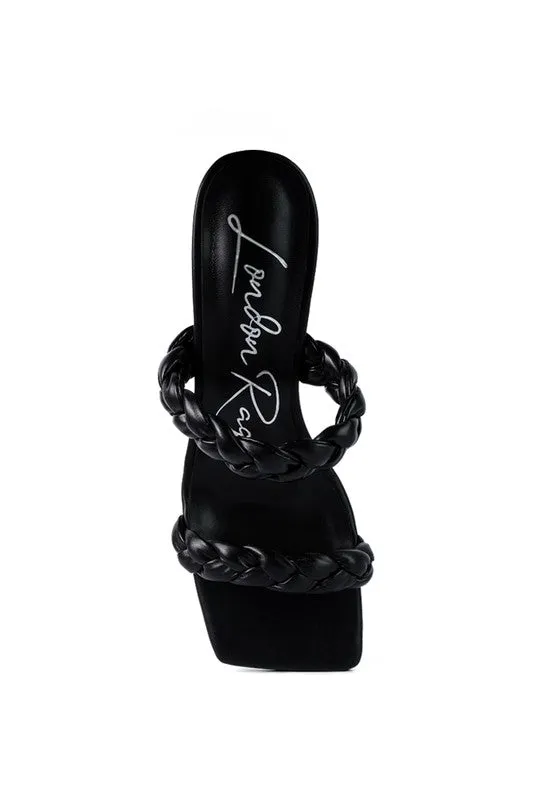 Braided Strap Mid Heel Sandal