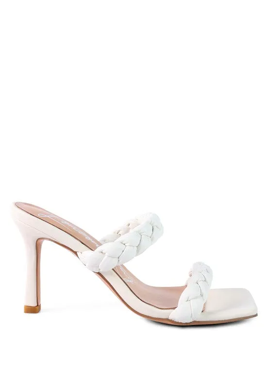 Braided Strap Mid Heel Sandal