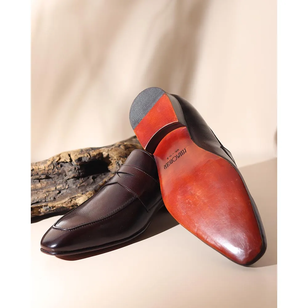 Brown Milled Glossed Classic Penny Loafer