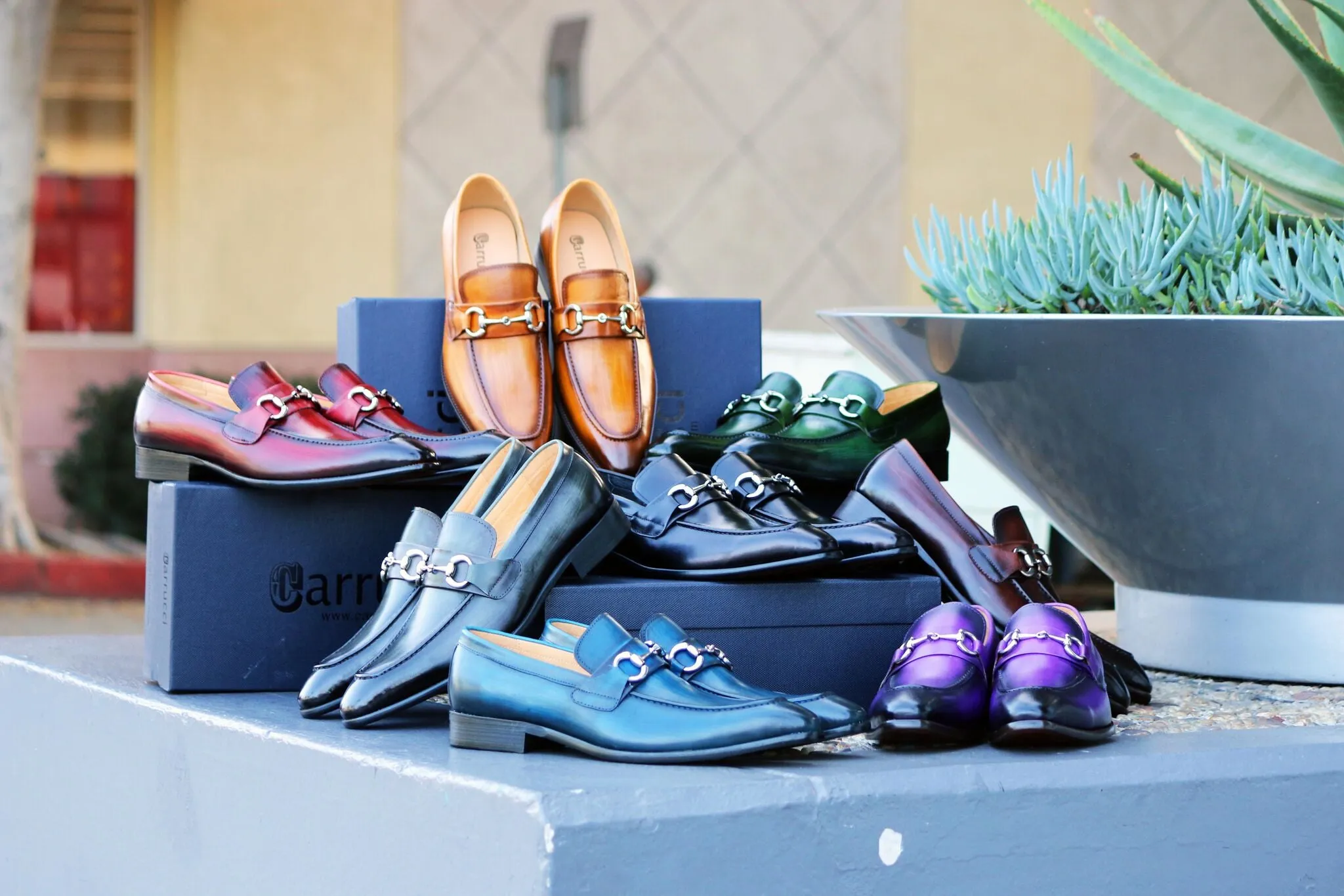 Burnished Calfskin Slip-On Loafer Purple