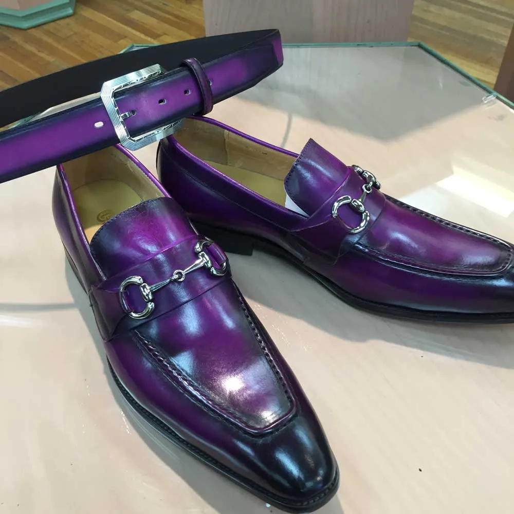 Burnished Calfskin Slip-On Loafer Purple