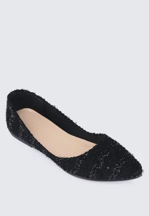 Cece Tweed Comfy Ballerina In Black