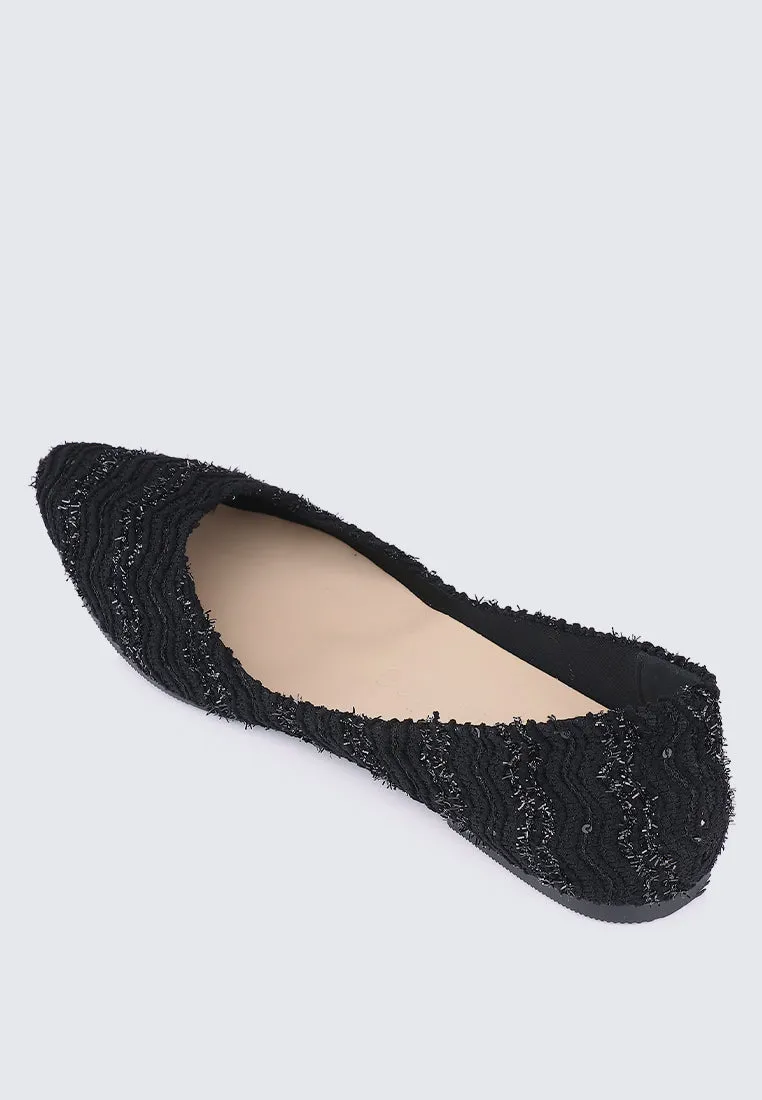 Cece Tweed Comfy Ballerina In Black