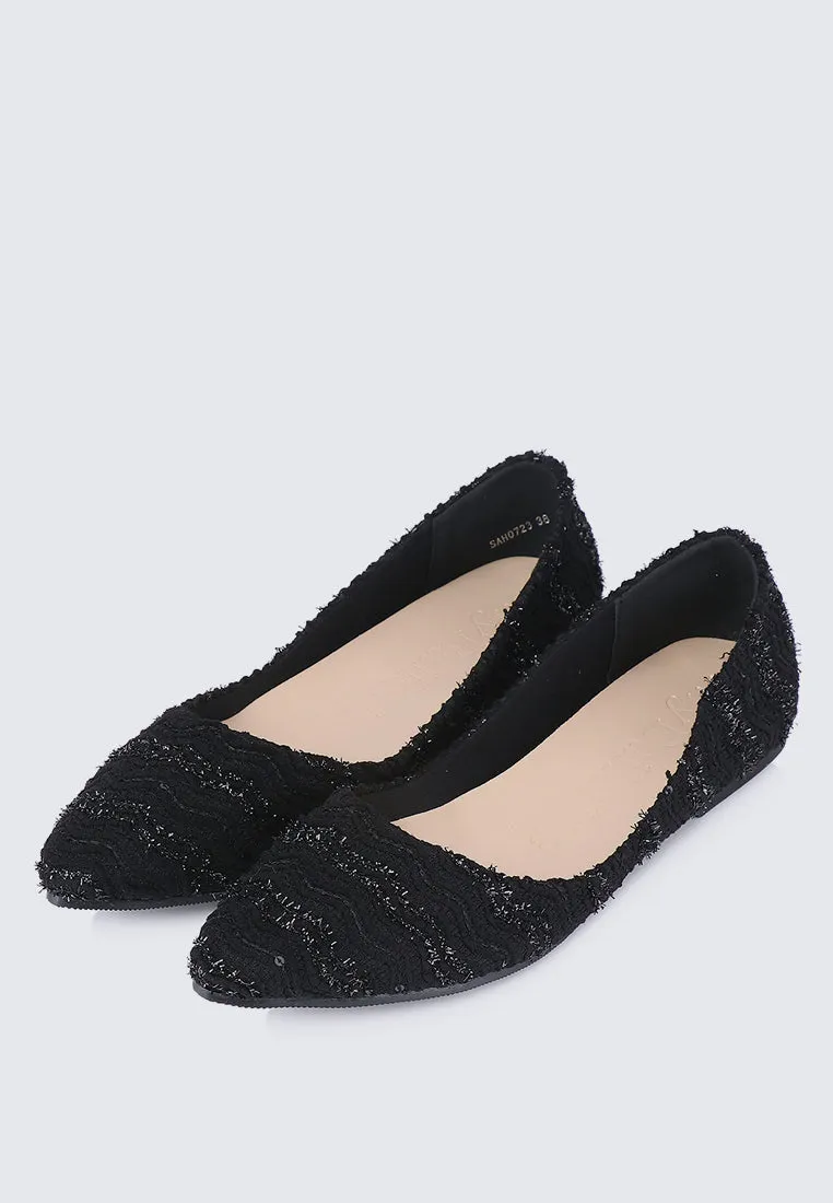 Cece Tweed Comfy Ballerina In Black