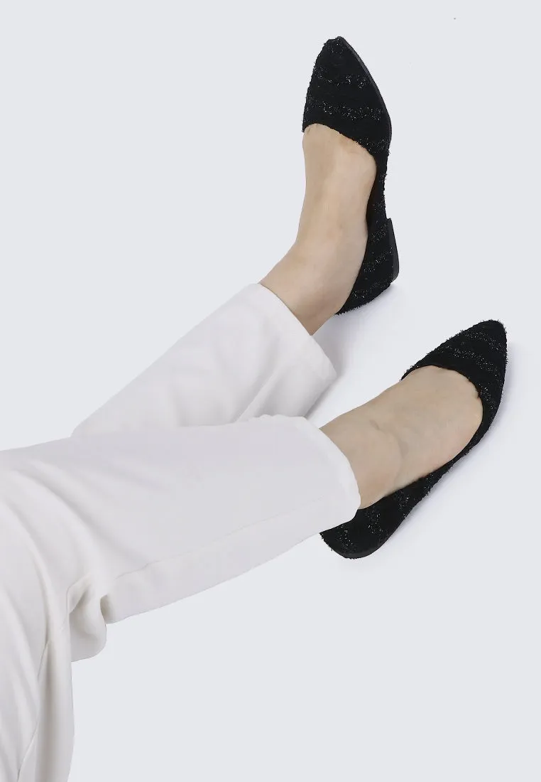 Cece Tweed Comfy Ballerina In Black