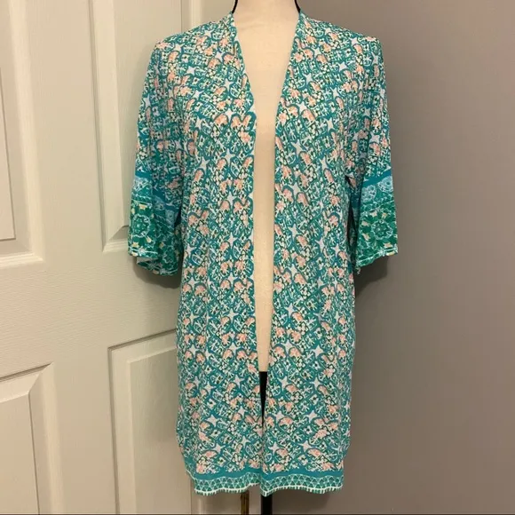 CHICO’S Soft Tile Stripe Duster Cardigan