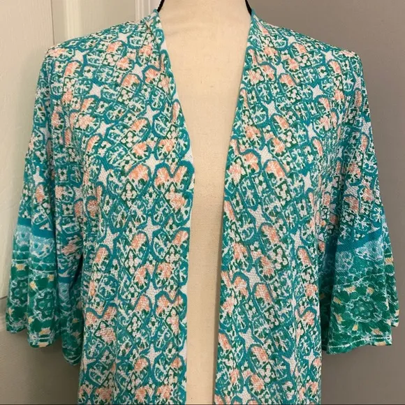 CHICO’S Soft Tile Stripe Duster Cardigan
