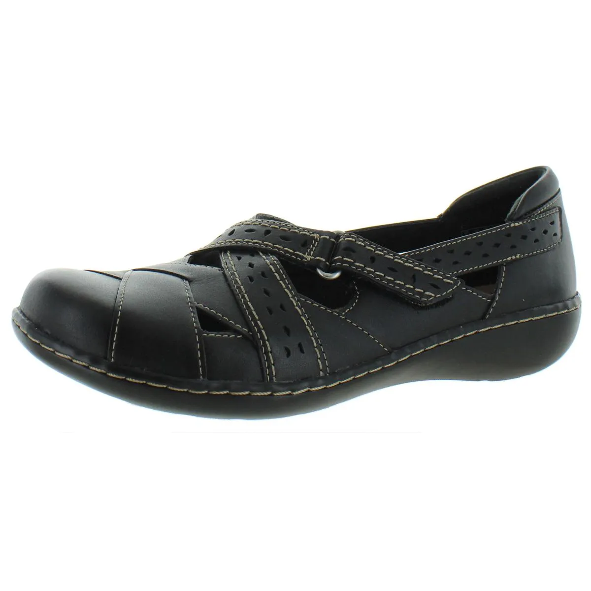 Clarks Womens Ashland Spin Q Leather Mary Jane Flats