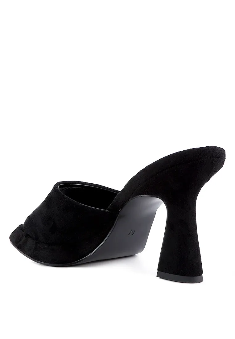 Copyme Micro Suede Slip On Spool Heel Sandals