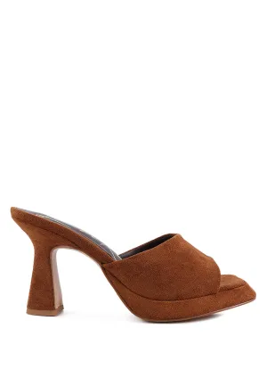 Copyme Micro Suede Slip On Spool Heel Sandals