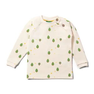 Cream Winter Trees Long Sleeve Button Waffle Shirt - 2 Left Size 3-4 & 6-7 years