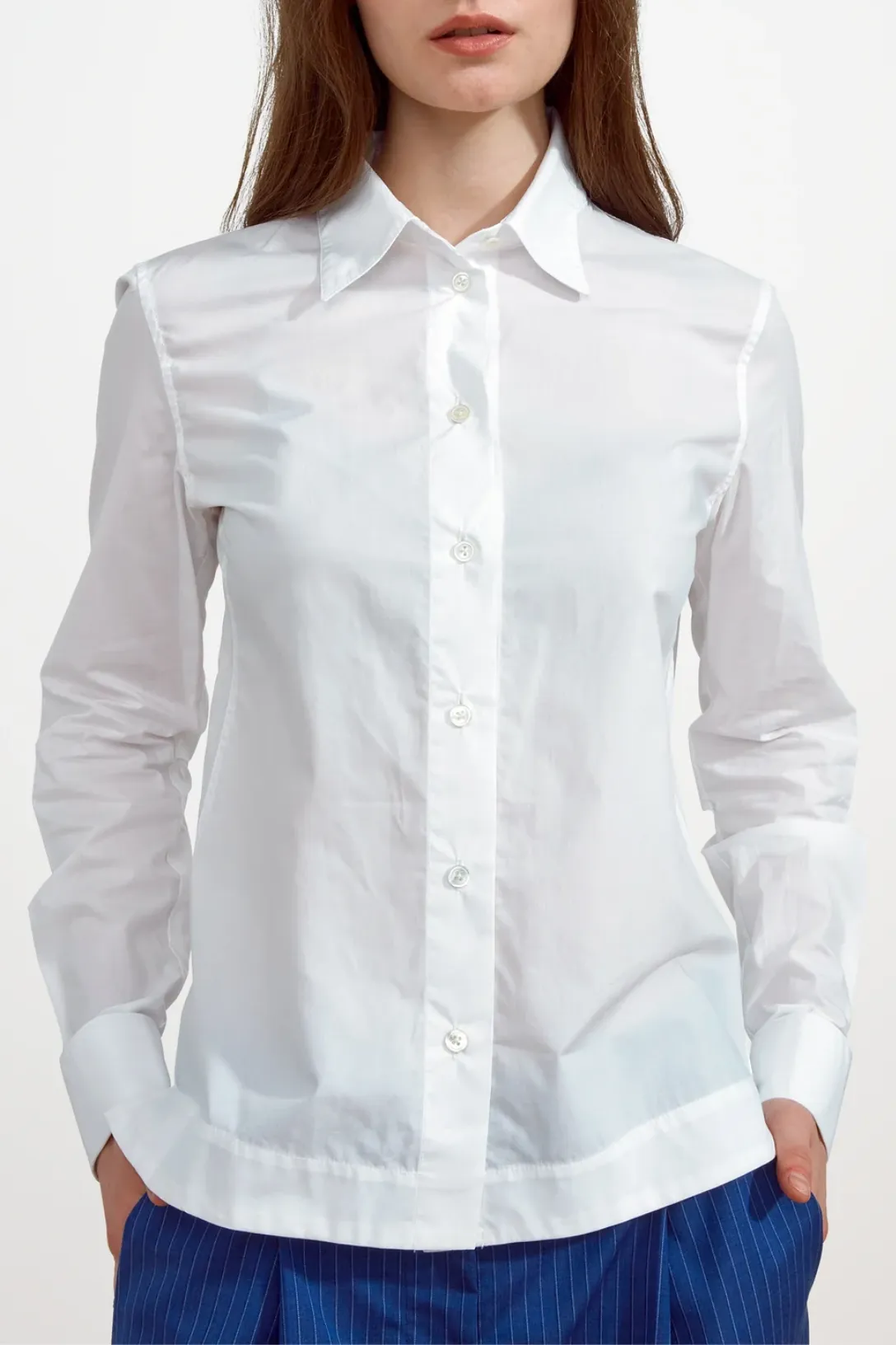 Cropped Collared Shirt | Cotton White