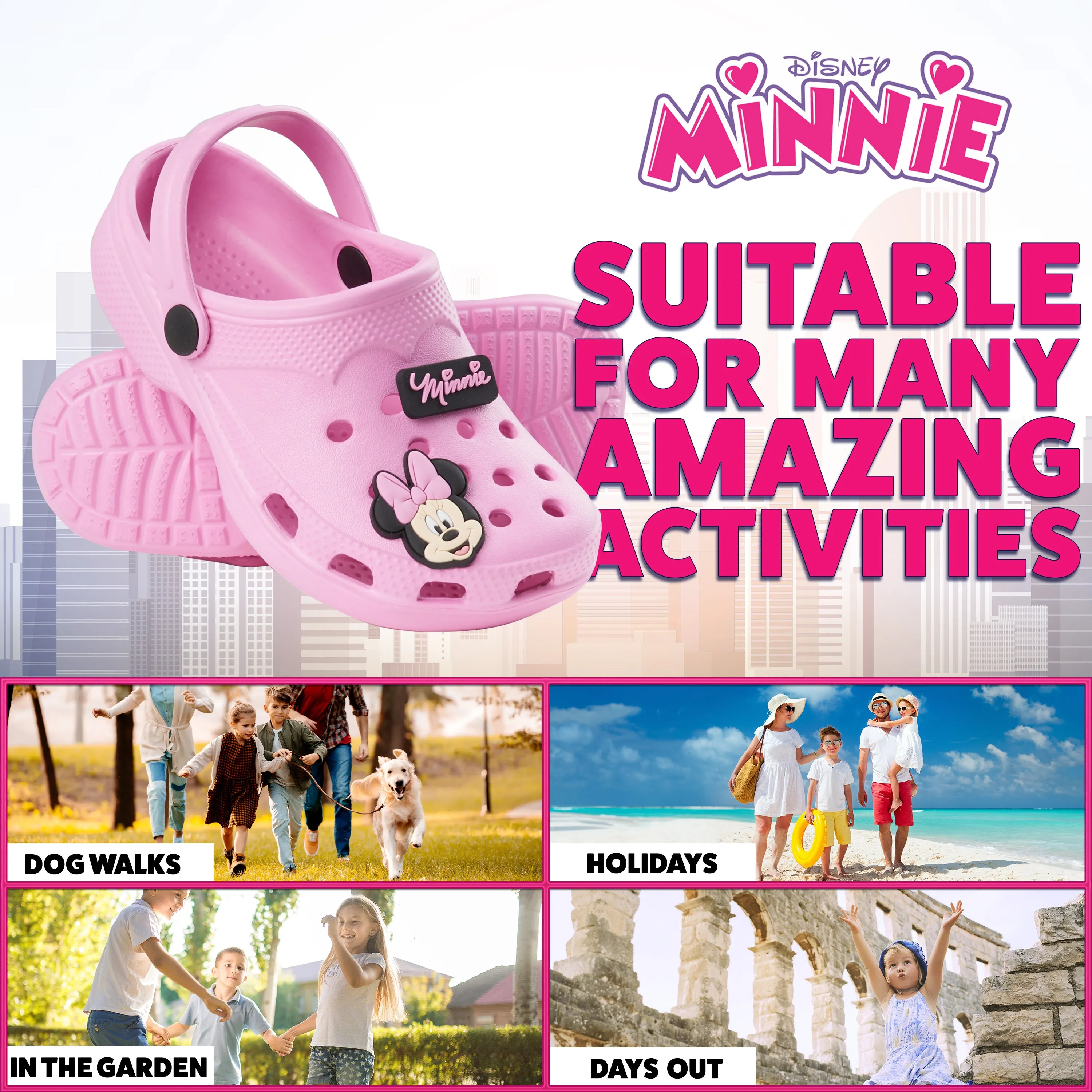 Disney Girls Clogs with Removable Rubber Charms - Girls Gifts
