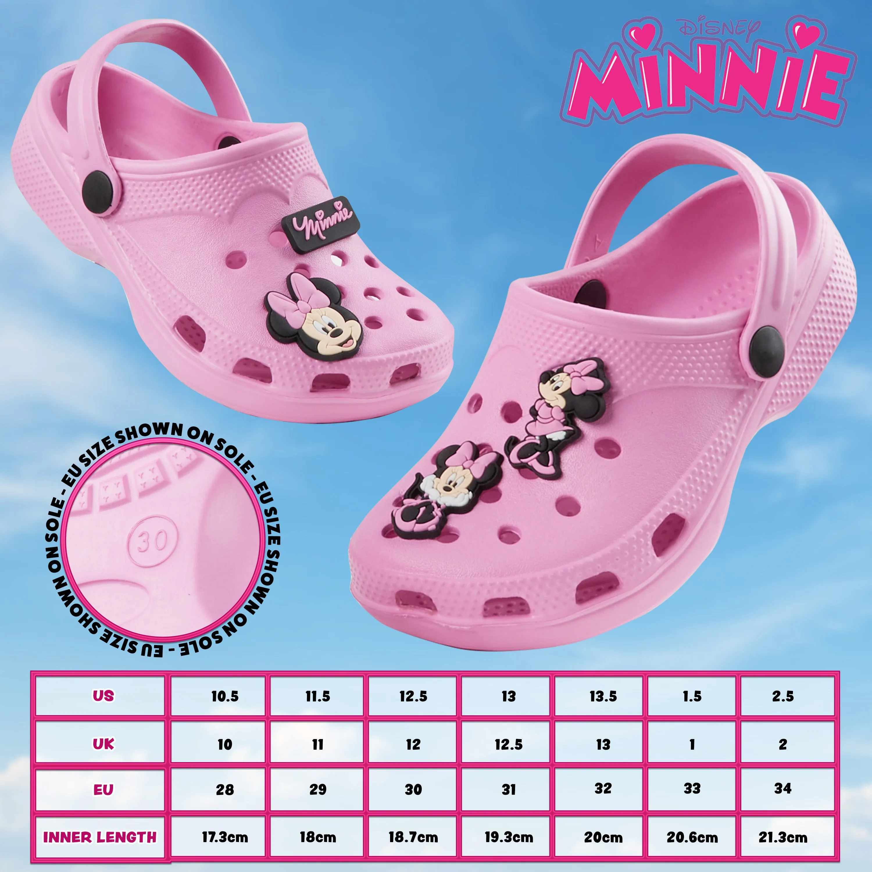 Disney Girls Clogs with Removable Rubber Charms - Girls Gifts