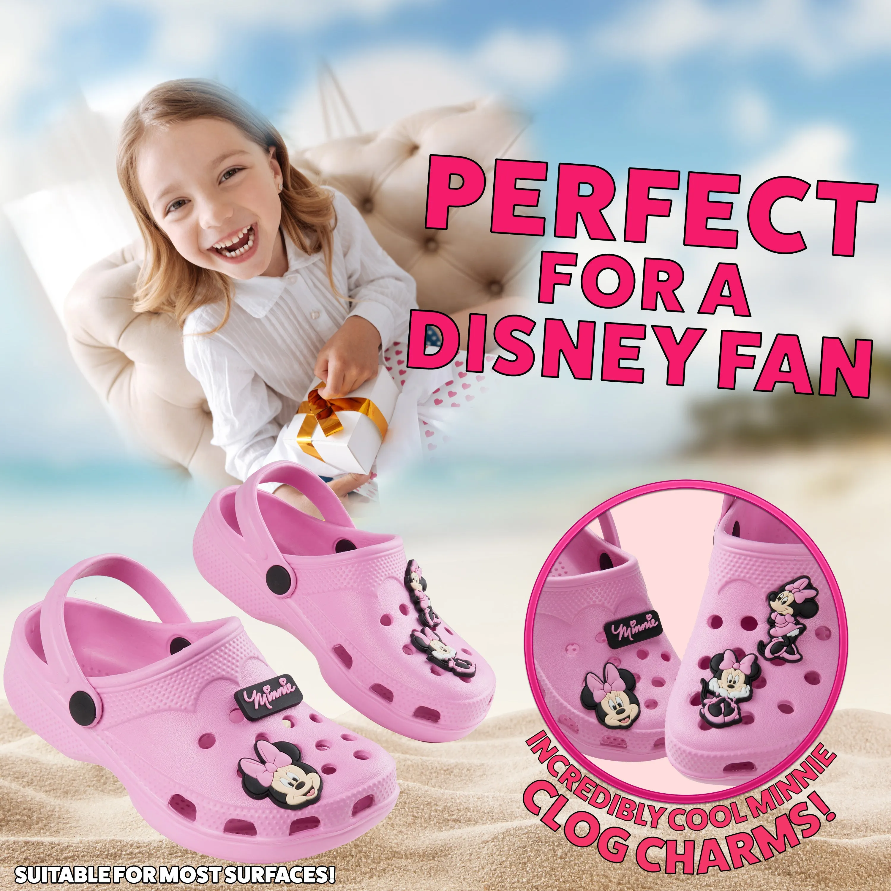 Disney Girls Clogs with Removable Rubber Charms - Girls Gifts