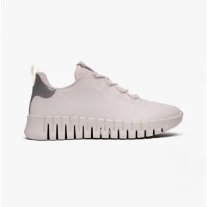 ECCO GRUUV Womens Leather Lace-Up Trainers White/Light Grey