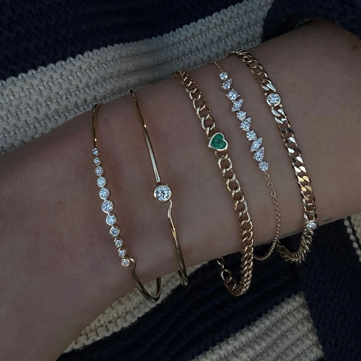 Emerald Heart Curb Chain Bracelet
