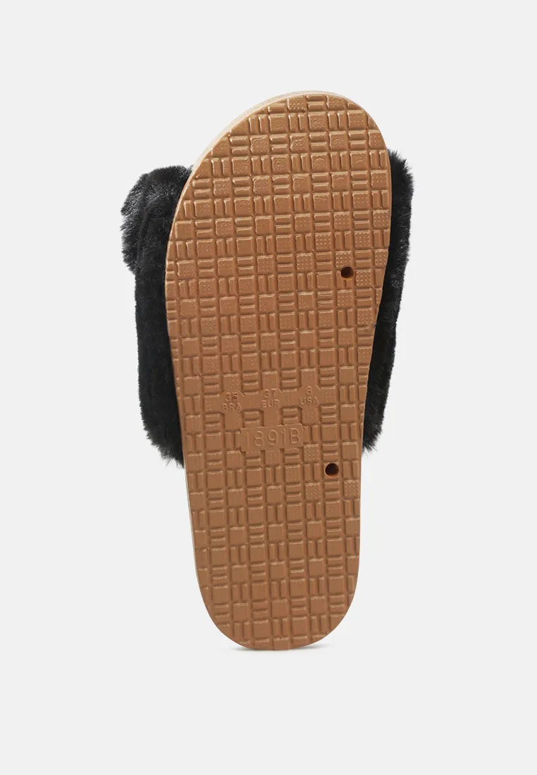 Fuzz Bow Fur Flats By Ruw