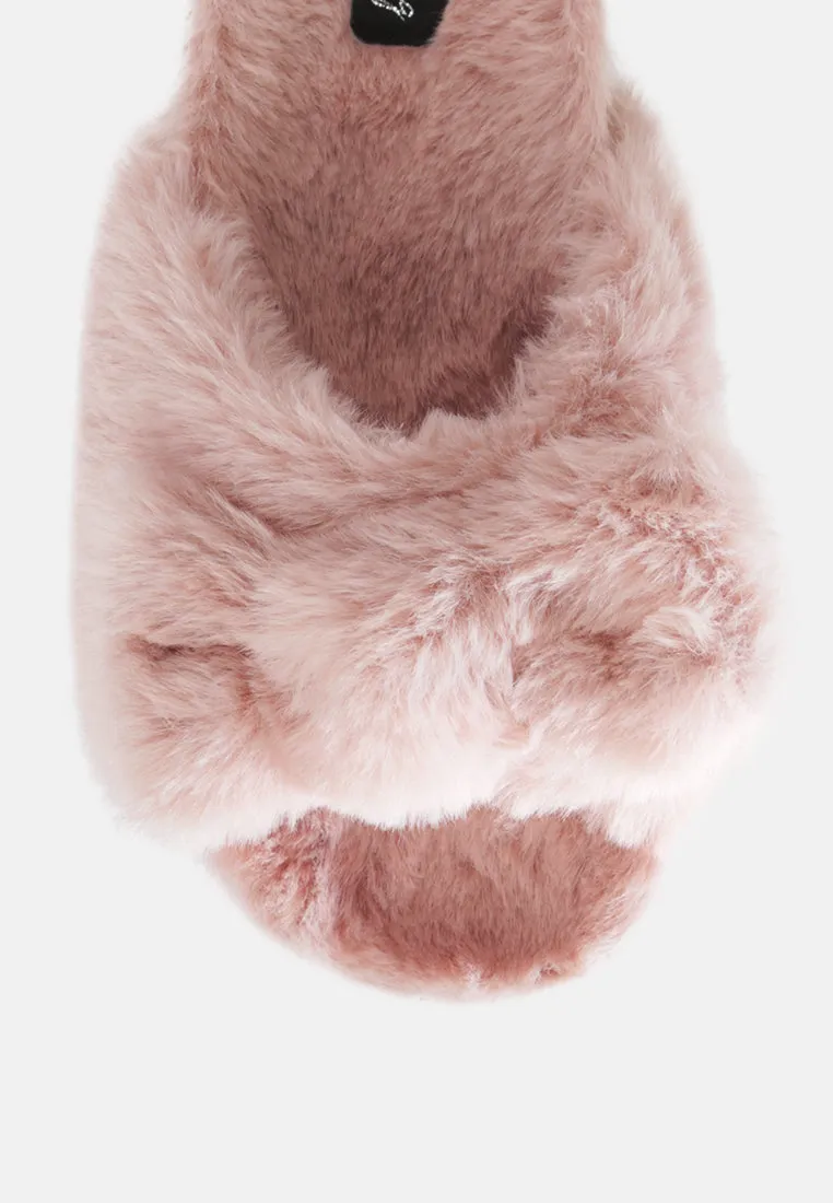 Fuzz Bow Fur Flats By Ruw
