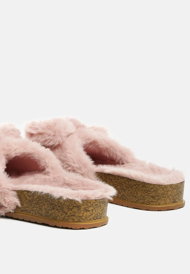 Fuzz Bow Fur Flats By Ruw
