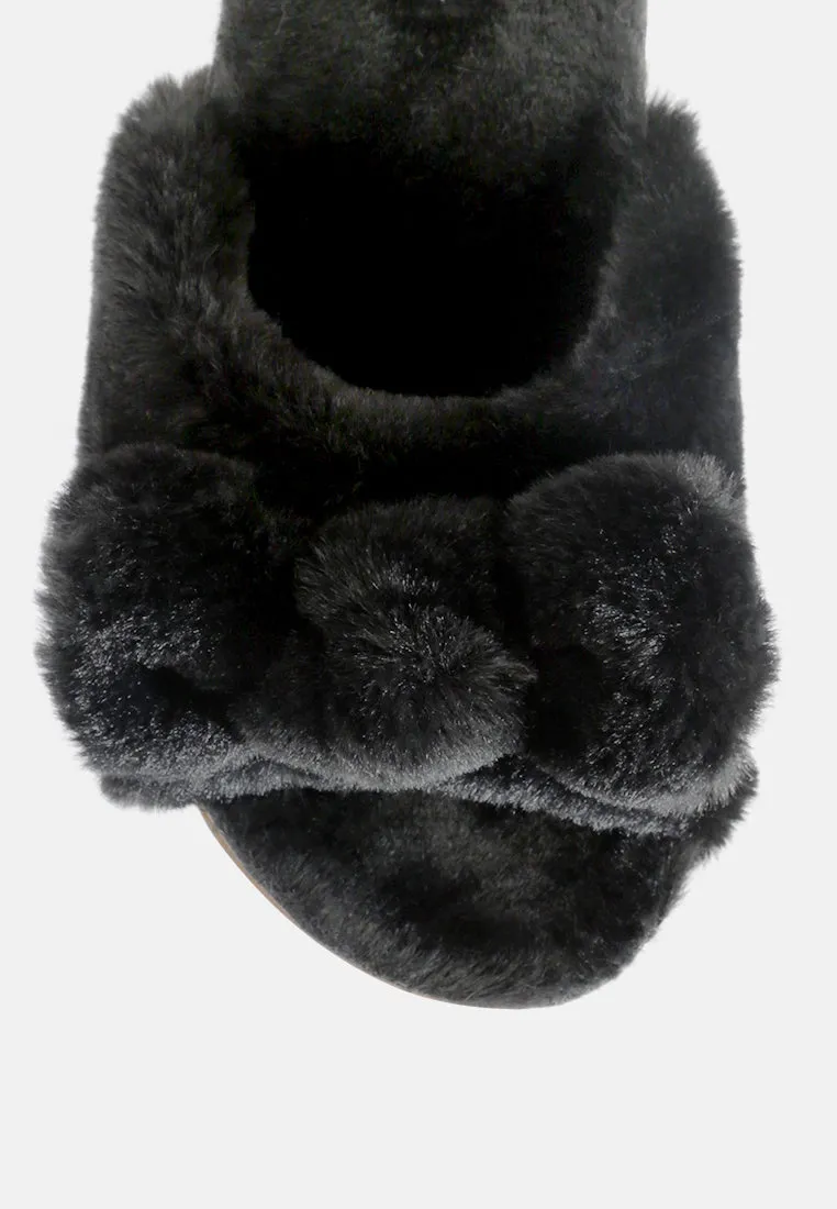 Fuzz Bow Fur Flats By Ruw