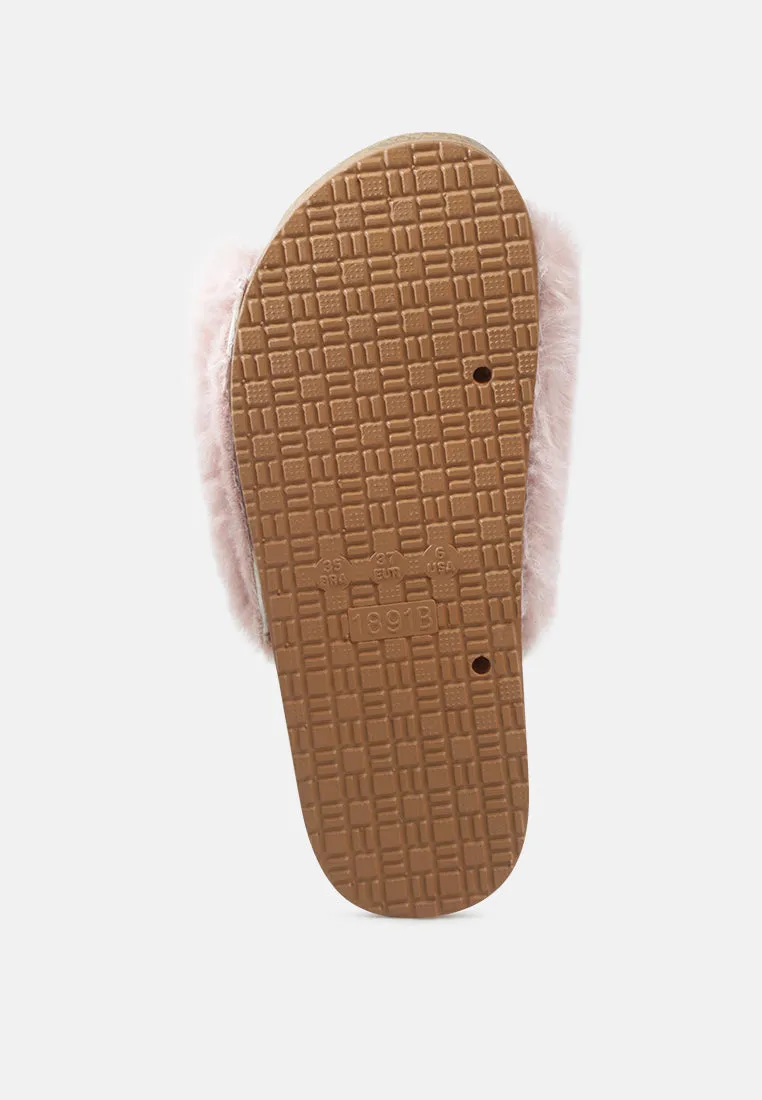 Fuzz Bow Fur Flats By Ruw