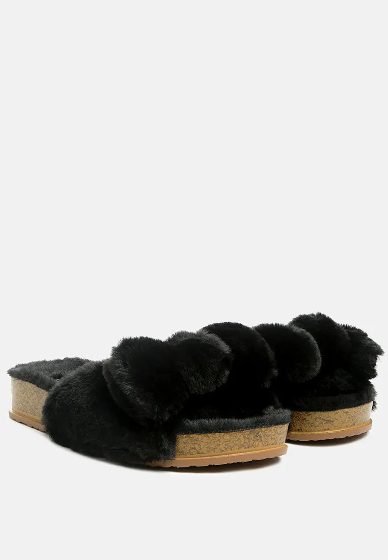 Fuzz Bow Fur Flats By Ruw